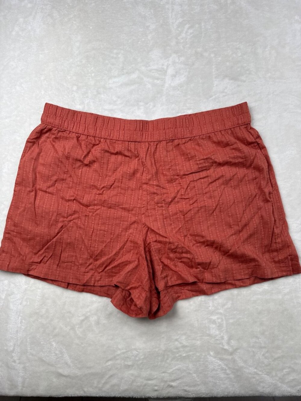 Three Dots Womens Rust Red Elastic Waist XXL Shorts Lightweight Textured Fabric